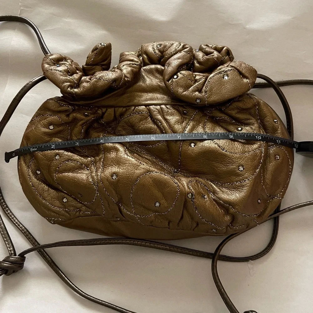 Rita Diana for Mylinka Vintage Bronze Sequin Design Hobo Crossbody Bag